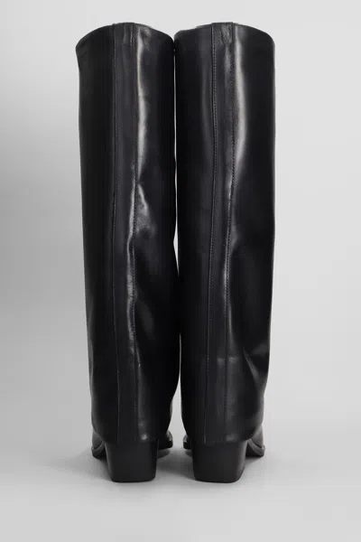 Julie Dee High Heels Boots In Black Leather In Black