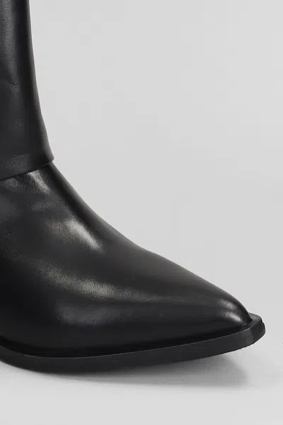 Julie Dee High Heels Boots In Black Leather In Black