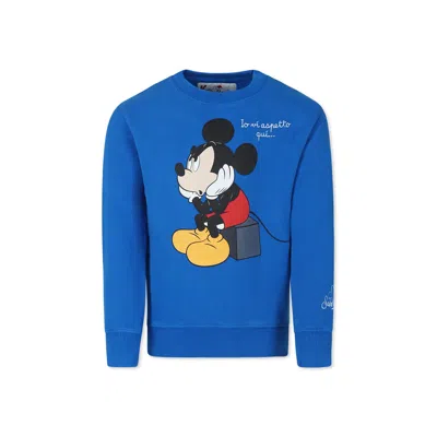 Mc2 Saint Barth Light Blue Sweatshirt For Boy With Mickey Mouse In Blue