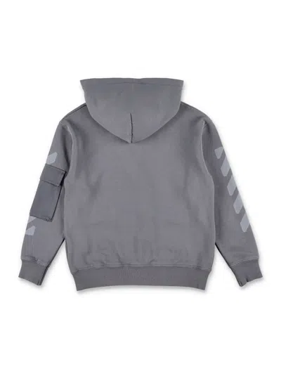 Off-white Kids Grey Zip Hoodie With Pockets In Gray