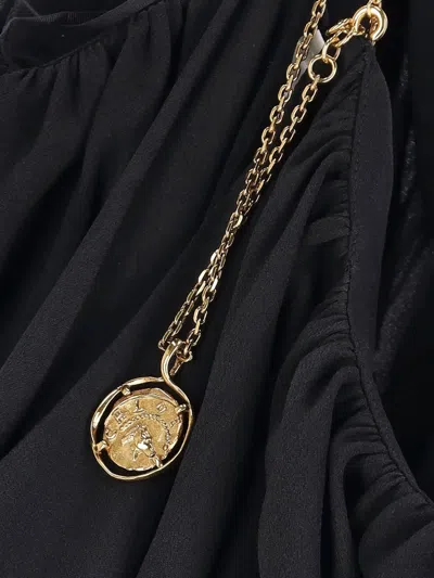 Chloé Knee Length Dress Gold Chain Straps In Black