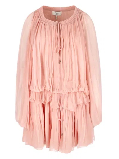 Chloé Silk Mini Dress In Pink