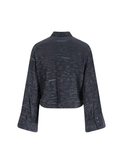 Mm6 Maison Margiela Printed Long Sleeve Shirt Button Cuffs Collar In Gray