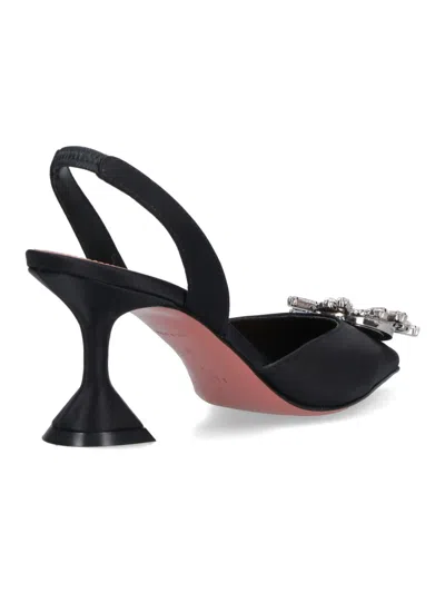 Amina Muaddi Leather Slingback Pumps Featuring Sculptural Heel In Black