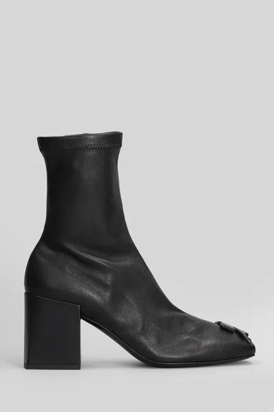 Courrèges High Heels Ankle Boots In Black Leather In Black