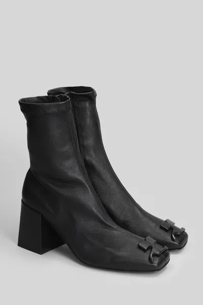 Courrèges High Heels Ankle Boots In Black Leather In Black