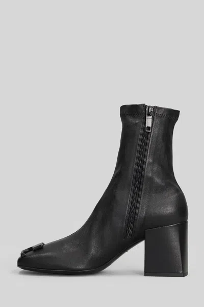 Courrèges High Heels Ankle Boots In Black Leather In Black
