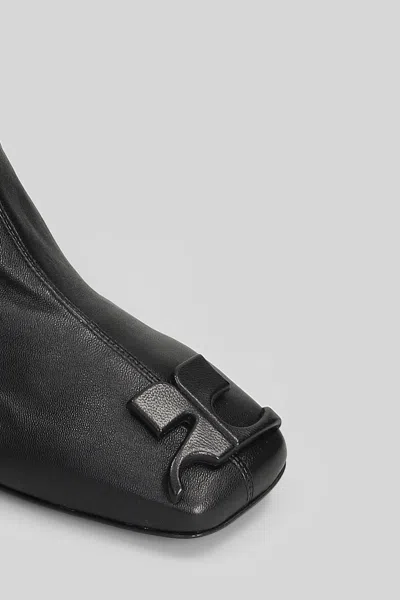 Courrèges High Heels Ankle Boots In Black Leather In Black