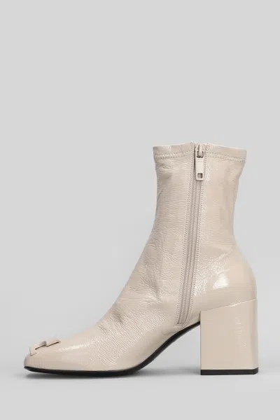 Courrèges High Heels Ankle Boots In Beige Leather In Neutral