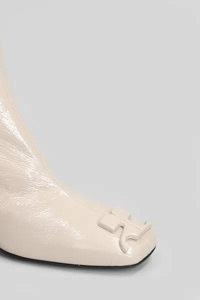 Courrèges High Heels Ankle Boots In Beige Leather In Neutral