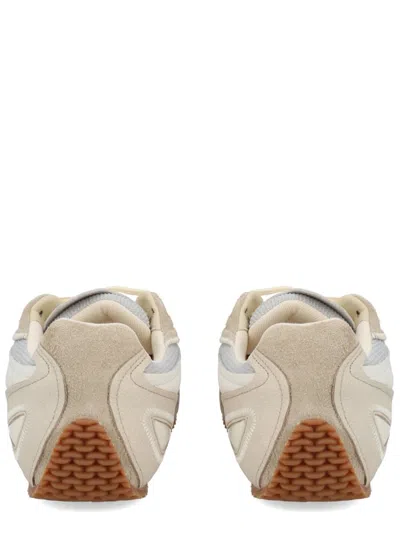 Axel Arigato Slow Runner White And Beige Sneaker With Mesh Inserts And Grooved Sole In Leather And Fabric Man In Multi