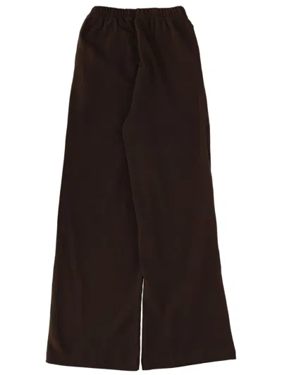 Rotate Birger Christensen Wide Leg Trousers Elastic Waistband In Brown