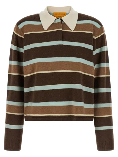 Guest In Residence Cropped Stripe Rugby Sweater In Brown