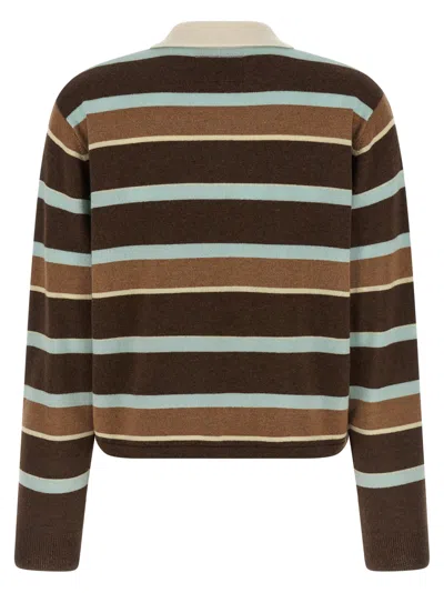 Guest In Residence Cropped Stripe Rugby Sweater In Brown
