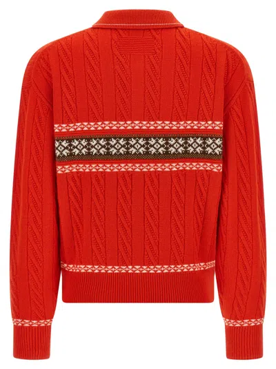 Guest In Residence Cable Collegiate Polo Sweater In Multi
