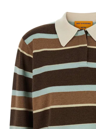 Guest In Residence Cropped Stripe Rugby Sweater In Brown