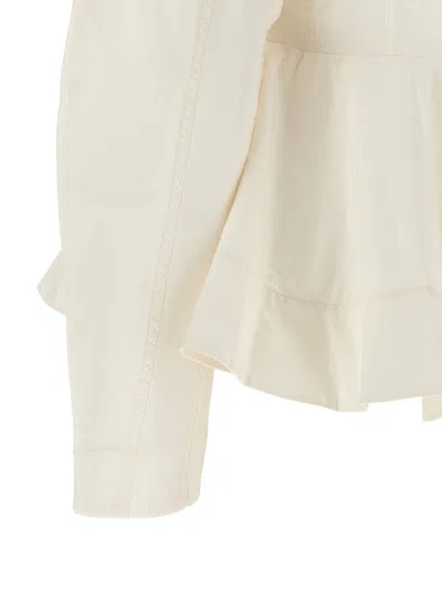 Ganni Peplum Shirt And Blouse White In White