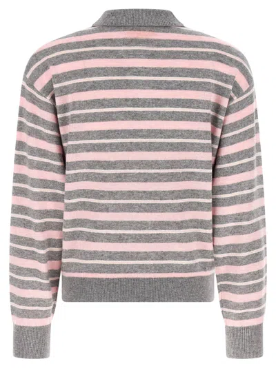 Guest In Residence Clloegiate Stripe Polo Sweater In Gray