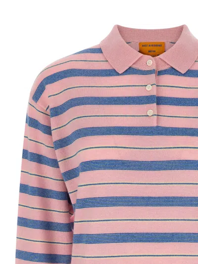 Guest In Residence Collegiate Stripe Polo Sweater In Multi