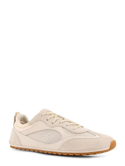 Tory Burch Field Suede Sneakers With Leather Inserts In Neutral