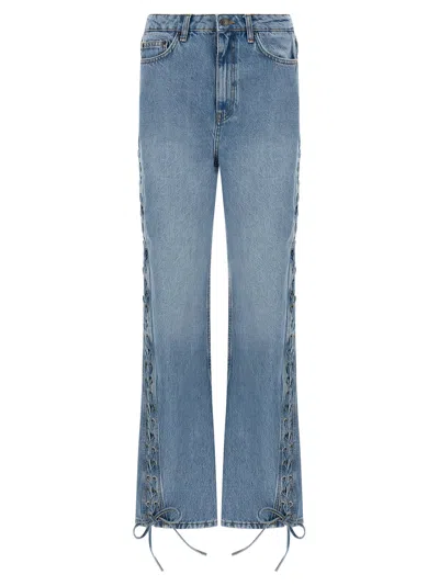 Rotate Birger Christensen Twisted Lacing Jeans In Blue
