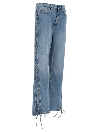 Rotate Birger Christensen Twisted Lacing Jeans In Blue