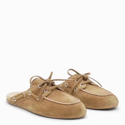 Miu Miu Cannella Leather Loafers In Brown