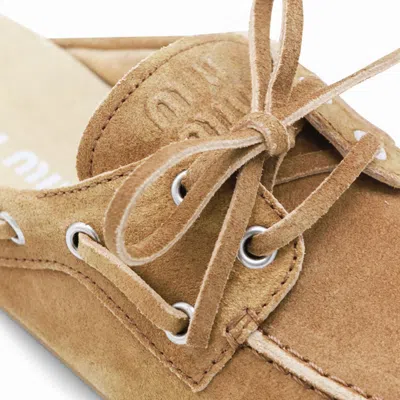 Miu Miu Cannella Leather Loafers In Brown