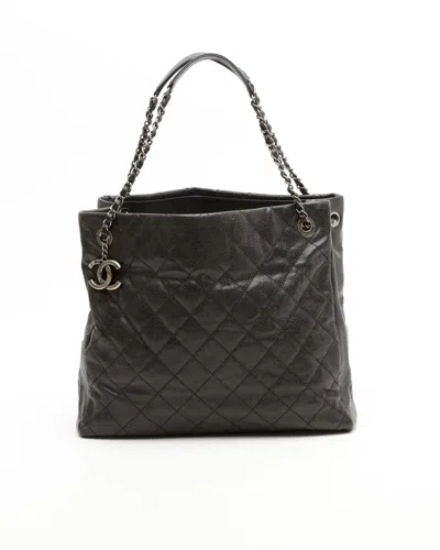 Pre-owned Chanel Cc Caviar Tote Bag In Black