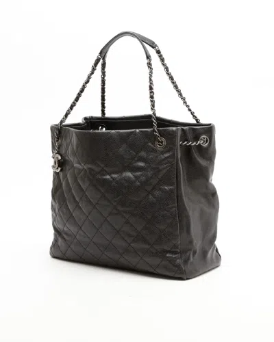 Pre-owned Chanel Cc Caviar Tote Bag In Black