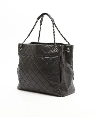 Pre-owned Chanel Cc Caviar Tote Bag In Black