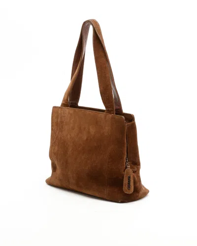 Pre-owned Chanel Cc Suede Tote Bag In Brown