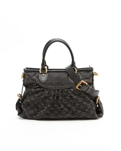 Pre-owned Louis Vuitton Denim Neo Cabby Mm Bag In Black