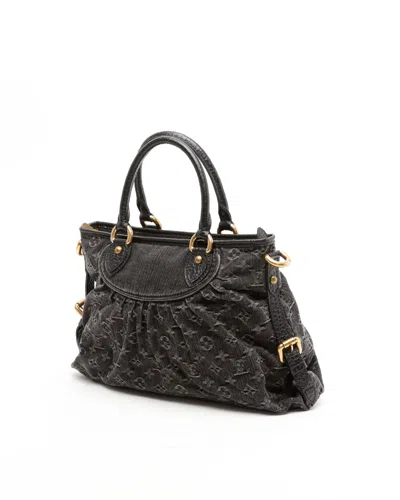 Pre-owned Louis Vuitton Denim Neo Cabby Mm Bag In Black