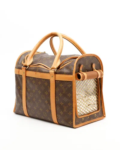 Pre-owned Louis Vuitton Monogram Sac Chien 40 Pet Bag In Brown