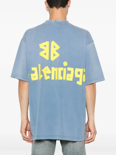 Balenciaga Tape Type T-shirt In Blue