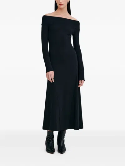 TILLY 罗纹一字领中长连衣裙