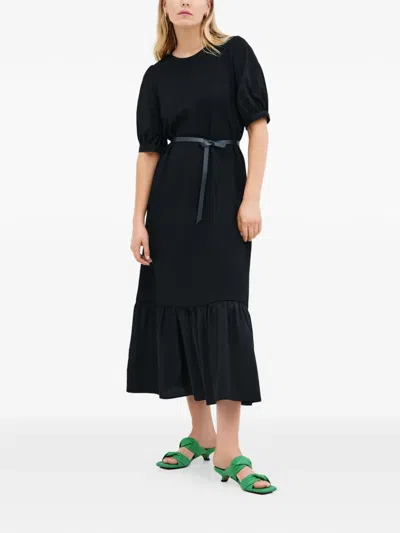 OLIVIA 荷叶边泡泡袖中长连衣裙