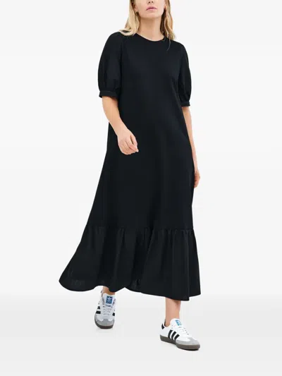 OLIVIA 荷叶边泡泡袖中长连衣裙