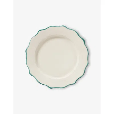 Anna + Nina Green Scalloped Ceramic Dinner Plate 26.5cm In Green