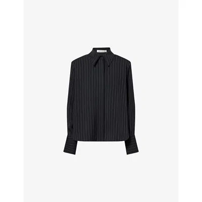 Camilla And Marc Womens Black Cream Stripe Varda Striped Woven Shirt In Multi