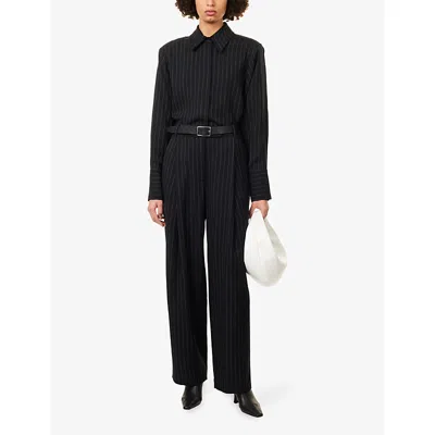 Camilla And Marc Womens Black Cream Stripe Varda Striped Woven Shirt In Multi