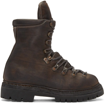 Shop Guidi Brown Leather Lace-up Boots In Cv37t Brown