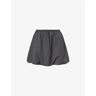 Samsoe & Samsoe Womens Dark Grey Mel. Saroko Puff-hem Wool-blend Mini Skirt
