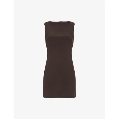 Bec & Bridge Womens Dark Chocolate Sylvie Sleeveless Stretch-woven Mini Dress In Brown