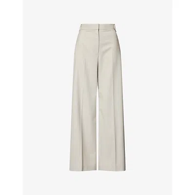 Camilla And Marc Womens Stone Claude Wide-leg Stretch-wool Blend Trousers In Gray