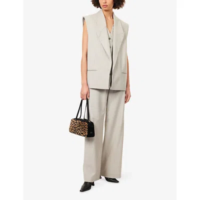 Camilla And Marc Womens Stone Claude Wide-leg Stretch-wool Blend Trousers In Gray