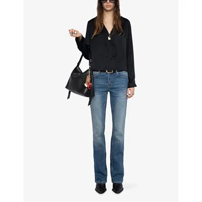 Zadig & Voltaire Womens Black Tussi V-neck Woven Shirt In Black