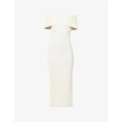 4th & Reckless Womens Cream Shan Bardot Knitted Maxi Dress Xs In White