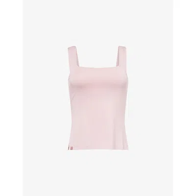 Barefoot Dreams Womens Teaberry Ultra Soft Square-neck Jersey Tank Top In Pink